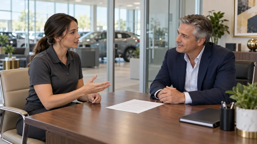 A salesperson asks the general manager for a path into the F&I office